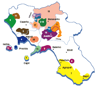 cartina Campania fonte FEDERDOC
