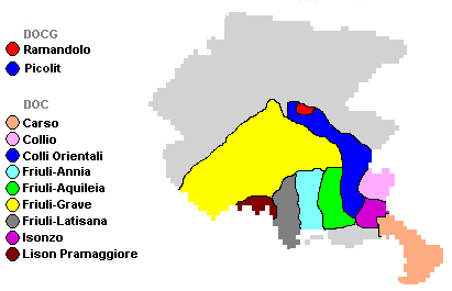 mappa delle d.o. della regione
